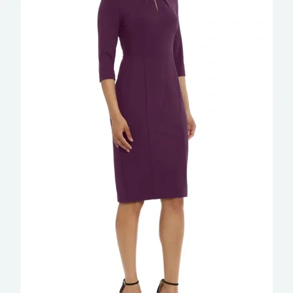NWT Donna Morgan Long Sleeve Burgundy Twist Petite Dress 0P - Picture 4 of 5